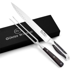 10 Inch Carving Set, Black ABS Handle, Full Triple-Tang Handle, Black Gift Box, 10" Carving Knife, 8" Carving Fork