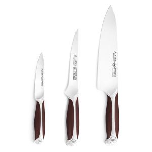 3 Kitchen Knives Bundle, Full Tang Handle, Brown ABS Handle, 3.5 Inch Paring Knife, 6 Inch Boning Knife, 8 Inch Chef Knife
