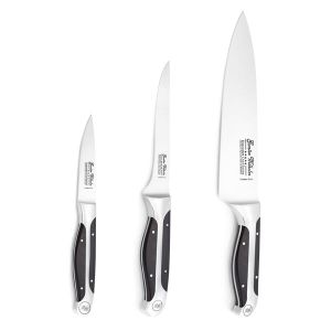 3 PCs Knife Set, Black ABS Handle, Full Triple-Tang Handle, 8" Chef Knife, 6" Boning Knife, 3.5" Paring Knife