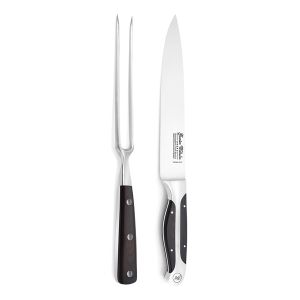 8 Inch Carving Set, 8" Carving Knife, 8" Carving Fork, Black ABS Handle, Full Triple-Tang Handle