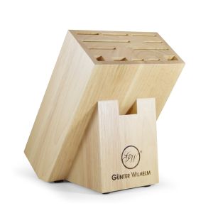 Gunter Wilhelm's Executive Wood Block with 13 slots for knives, made of high-quality wood.