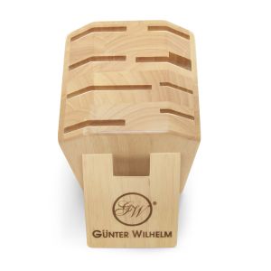 Gunter Wilhelm's Executive Wood Block with 9 slots for knives, made of high-quality wood.